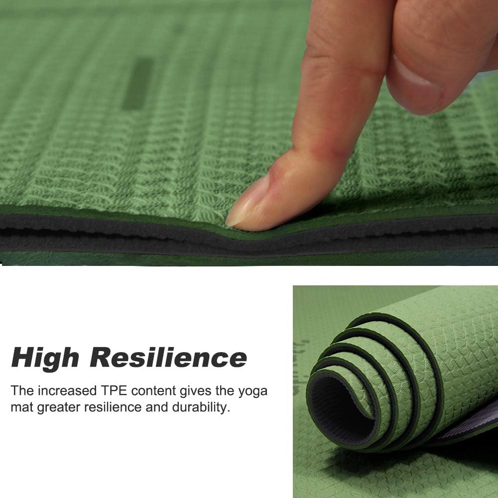ATIVAFIT Non Slip TPE Yoga Mat Exercise & Workout Mat with Carrying Strap Perfect for Yoga Exercise, Extra Large - 72x23.2x0.24 Inch