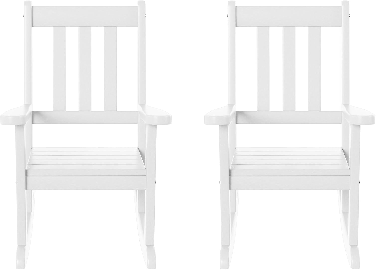 WestinTrends Malibu Outdoor HDPE Plastic Preschool Toddler Rocking Chairs (Set of 2), White