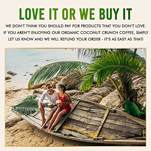 Coconut Coffee | Toasted Coconut Ground Coffee | Gourmet Medium Roast Organically Flavored Coffee Ground | Caffeinated Organic Toasted Coconut Coffee - 12 Ounce Roasted Flavored Coffee Grounds By Roastt Organic #TOP7