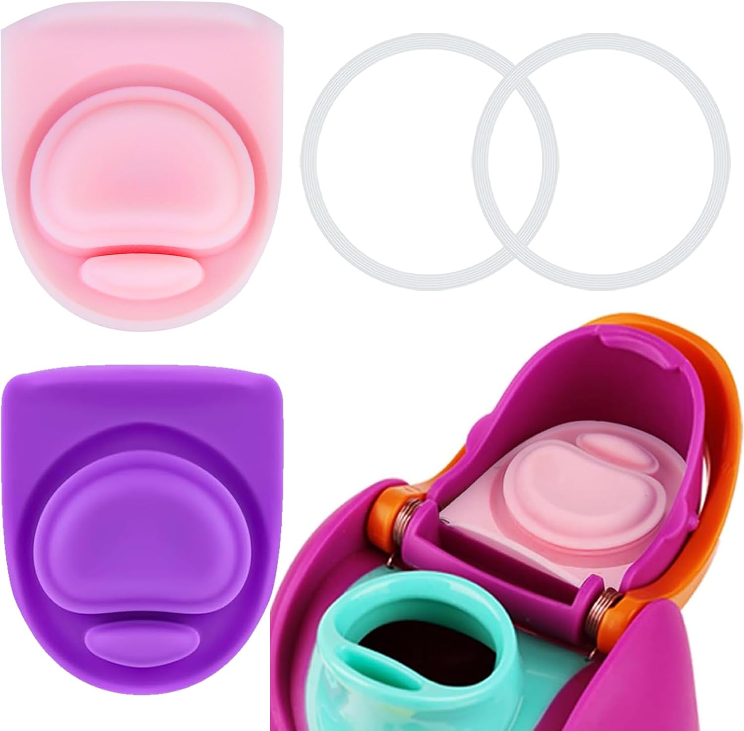 2 Kit Replacement Silicone Stopper Seal and O Ring Gasket Compatible with Owala FreeSip 24oz,Water Bottle Lid Insert Cap Rubber Parts for Owala 16/19/32/40oz Spout Mouthpiece Accessories G6