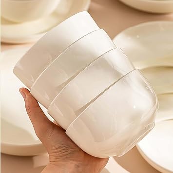 Luxury Ceramic Dinnerware Set, Elegant Fresh Tableware for Home, Complete Porcelain Bowl Plate Dish Spoon Set, Ideal Housewarming Gift, Modern Ceramic Bowls Plates Spoons