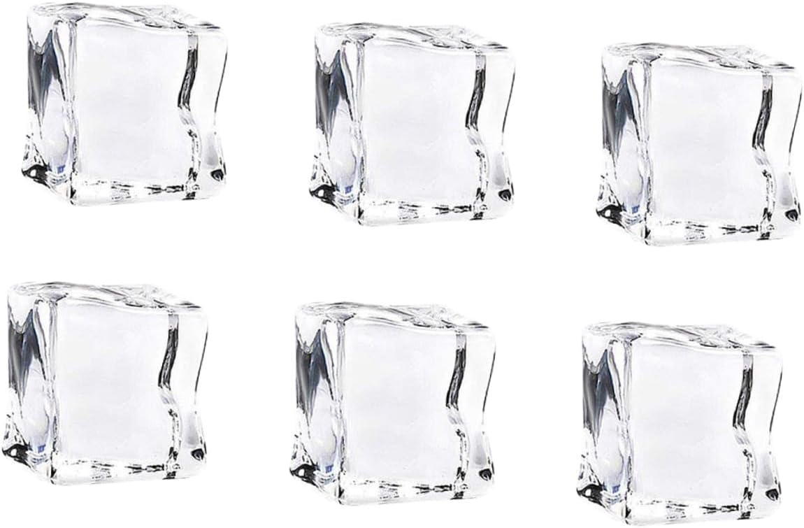 PRETYZOOM 150pcs Artificial Acrylic Ice Cubes Fake Ice for Photography Props Kitchen Decoration Wedding Party Use Realistic Reusable Luster Design