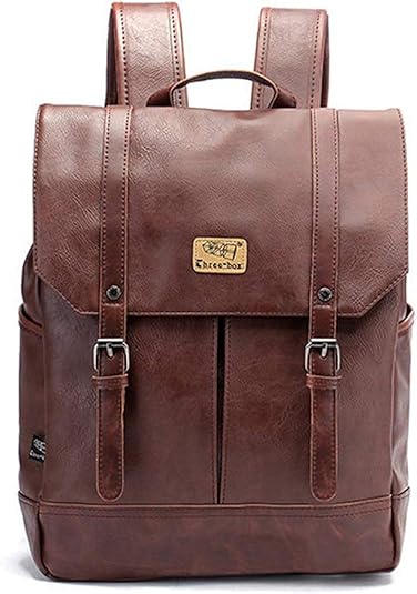Amazon ビジネスリュック ビジネスリュック メンズメンズ 革 防水 リュック 大容量 Pc収納 男性用 旅行かばんリュック メンズ 耐久 人気 レトロ バックパック 男性 ビジネスマン の出張に適しています 大学生 高校生 ダークブラウン 14インチ ノーブランド品 メンズ