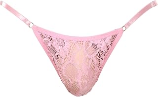 Men's Lace See Throught G-String Sexy Low Rise Pouch T-Back Thong Underpanties Briefs Big Bulge Thongs