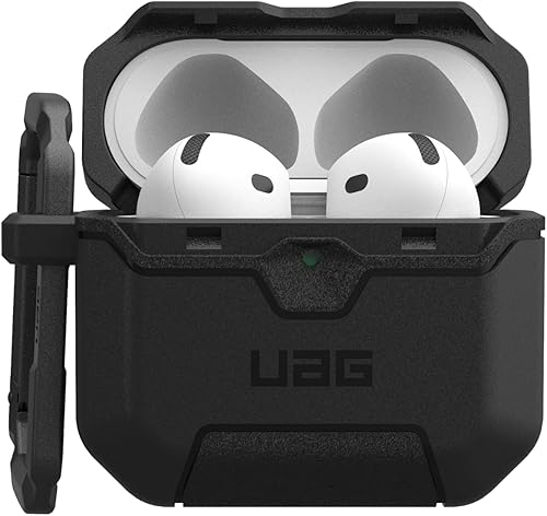 Miniatura 5 de URBAN ARMOR GEAR UAG - Funda protectora resistente de grado militar a prueba de caídas diseñada para AirPods de 4ª generación, con clip de mosquetón