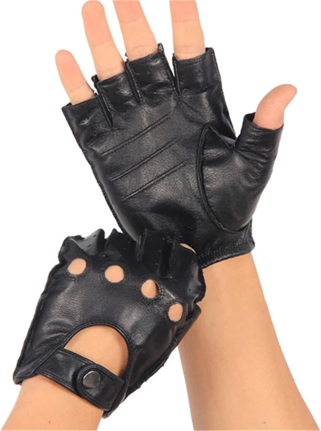 Fingerless Gloves Men Men's Leather Half Finger Gloves Driving Fitness PU Leather