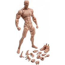 1/12 Scale Male Blank Action Figure Body, Blank Skin Super Articulated 6-Inch Muscular Body with Complete Accessories for Collectors, DIY Custom