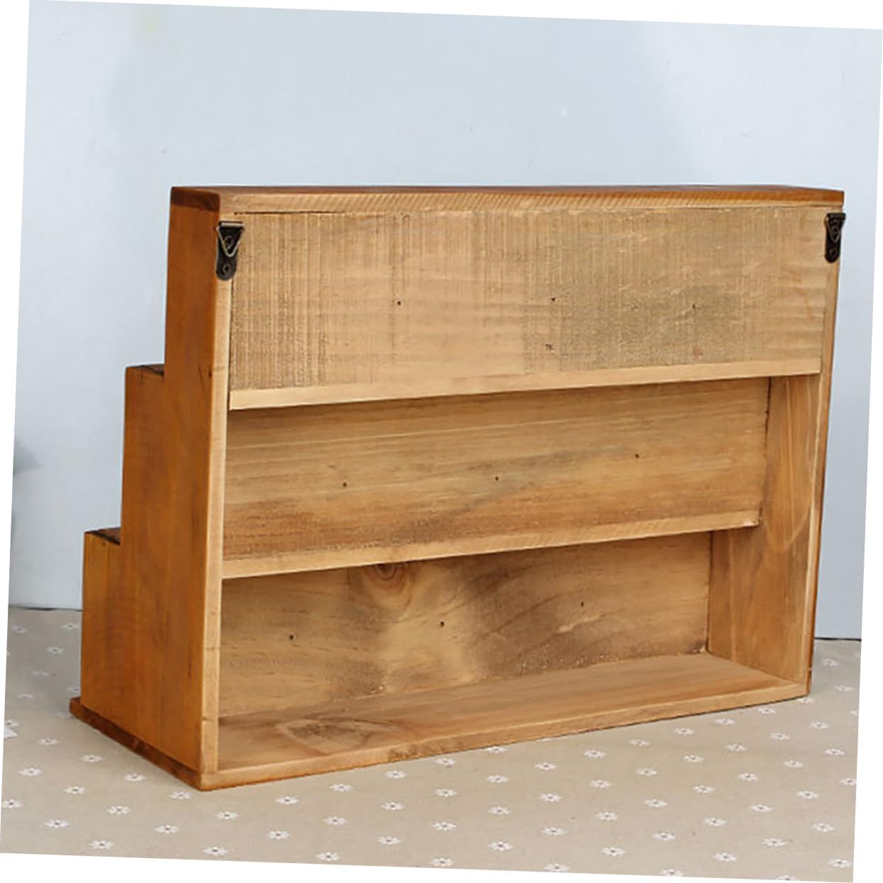 Vintage Wooden Wall Hanging Organizer Rack Creative Compartment Storage for Keys Cards More Natural Solid Design for Home Office Space Saving