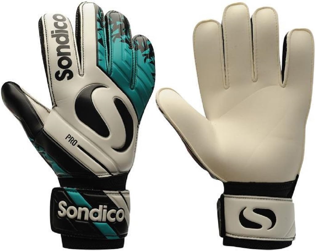 Sondico Mens Gents Match Goalkeeper Gloves Mesh Finger Separation Embossed Back (White/Teal, 11)