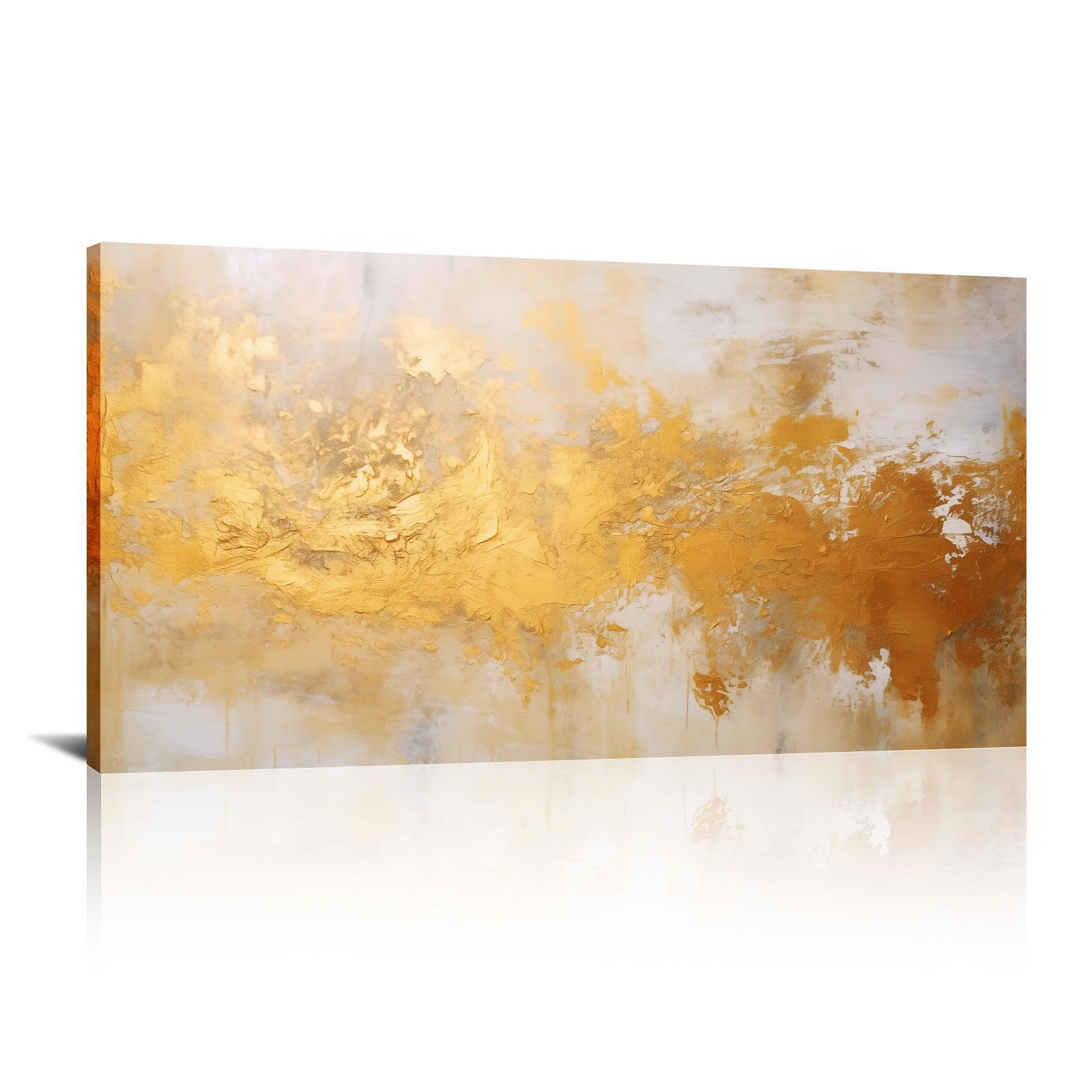 Toile murart or abstrait tableau marbre contemporain 35x75cm