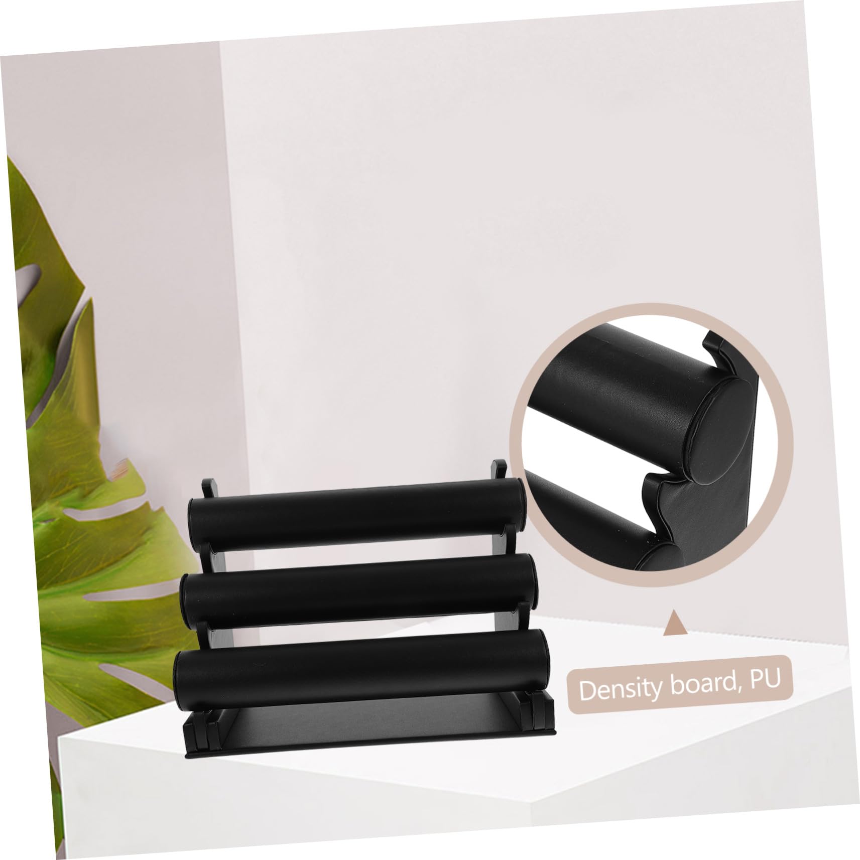 Dreistufiger Schmuckständer Aus Pu Leder Abnehmbarer Armband Und Uhrenhalter Organizer Für Armreifen Handgelenkschmuck Und Haarbänder Schwarz