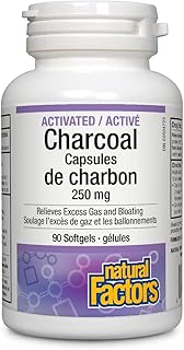 Natural Factors Activated Charcoal Capsules - Premium quality, highly absorbant softgels, easy to swallow. 250 mg per serving / 90 capsules. Unique formula used for detoxification, cleansing, and alleviating gas, pain, fullness, and bloating. For adults and children aged 12 and older.