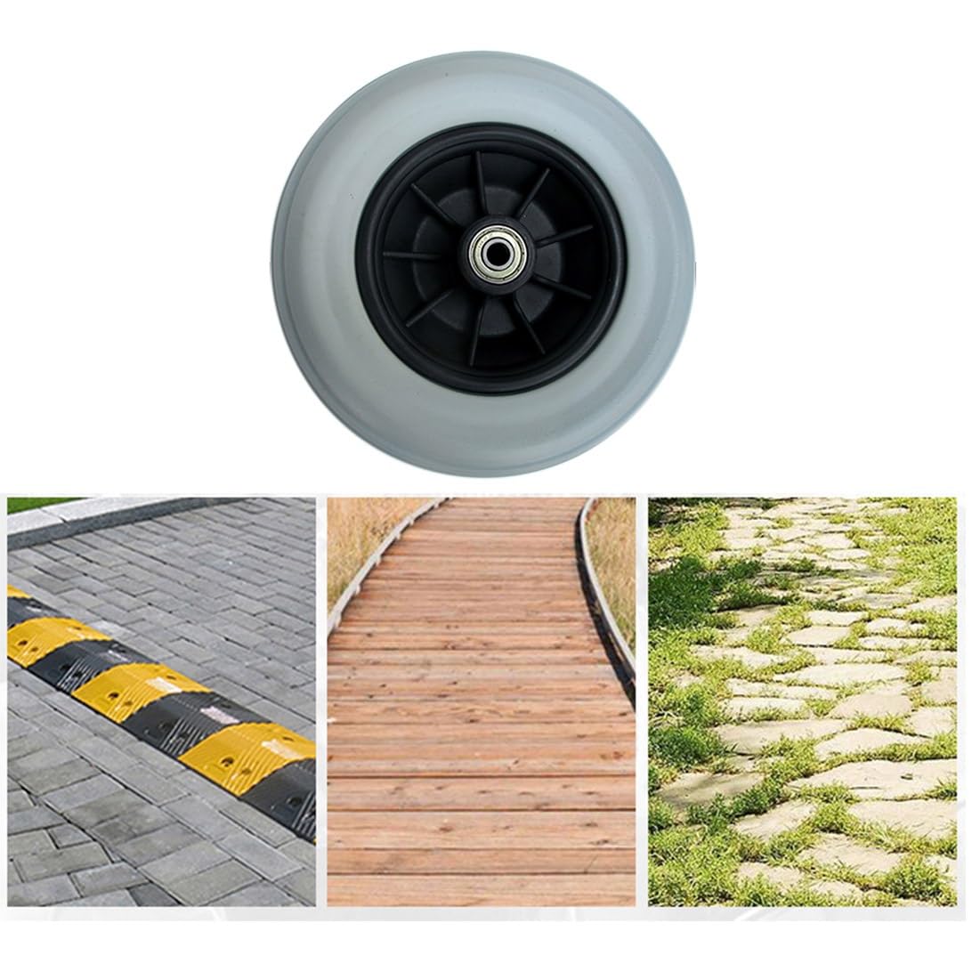 Zamienne 2 szt 8 cale Przednie Koła Wózka Inwalidzkiego, Uniwersalne Koło, Solidna Oponami PU z łożyskami 8 mm, do Elektryczny Wózków Inwalidzkich Walker