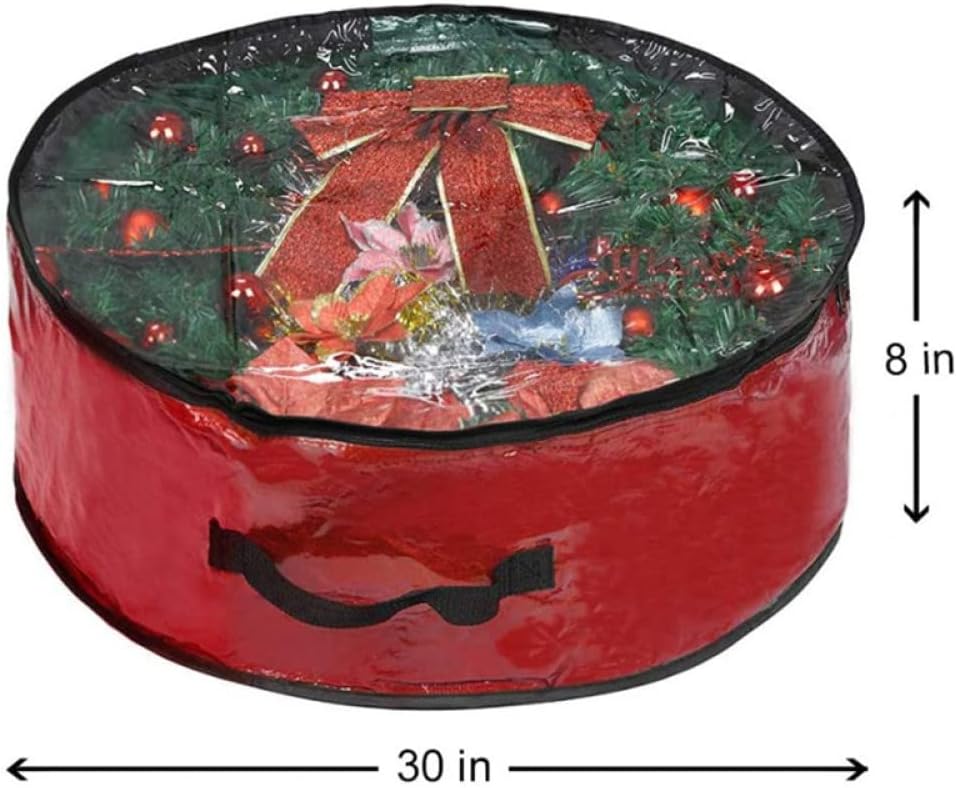 LELAMP 2pcs Wreath Storage Bag with Clear Window Garland Xmas Wreath Container Durable Tarp Material 30 Inch Holiday Wreath Bags Box Storage Bags