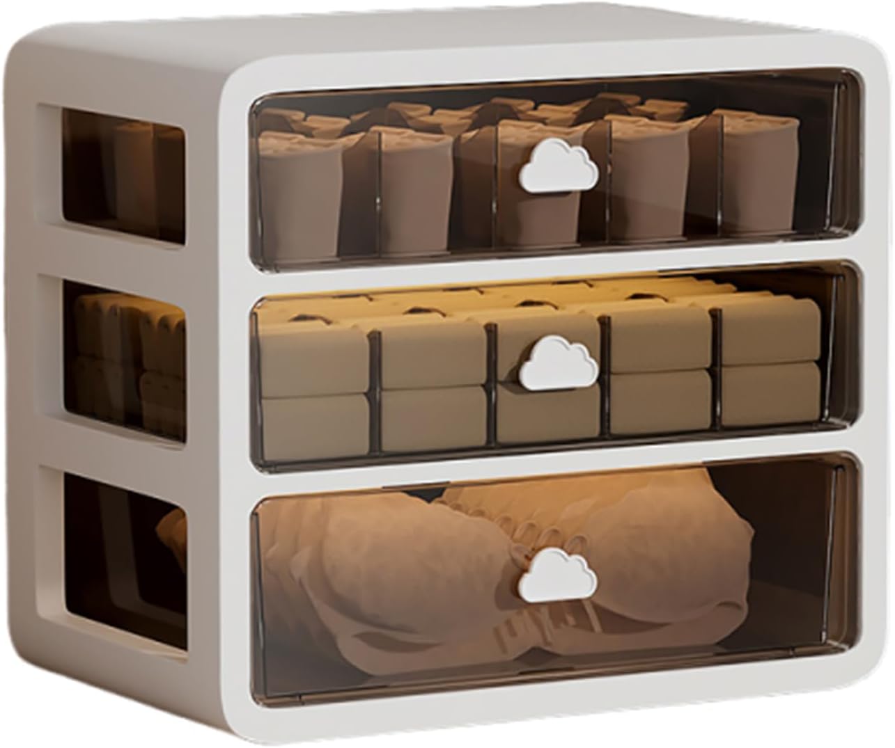 Underwear Organizer Drawer,Sock Storage Drawer, Bra Drawer Organizer, Storage Box For Bras, Socks,Belt,Ties, Closet Pullable Drawer (3 floor 1cell+10cell+15cell)