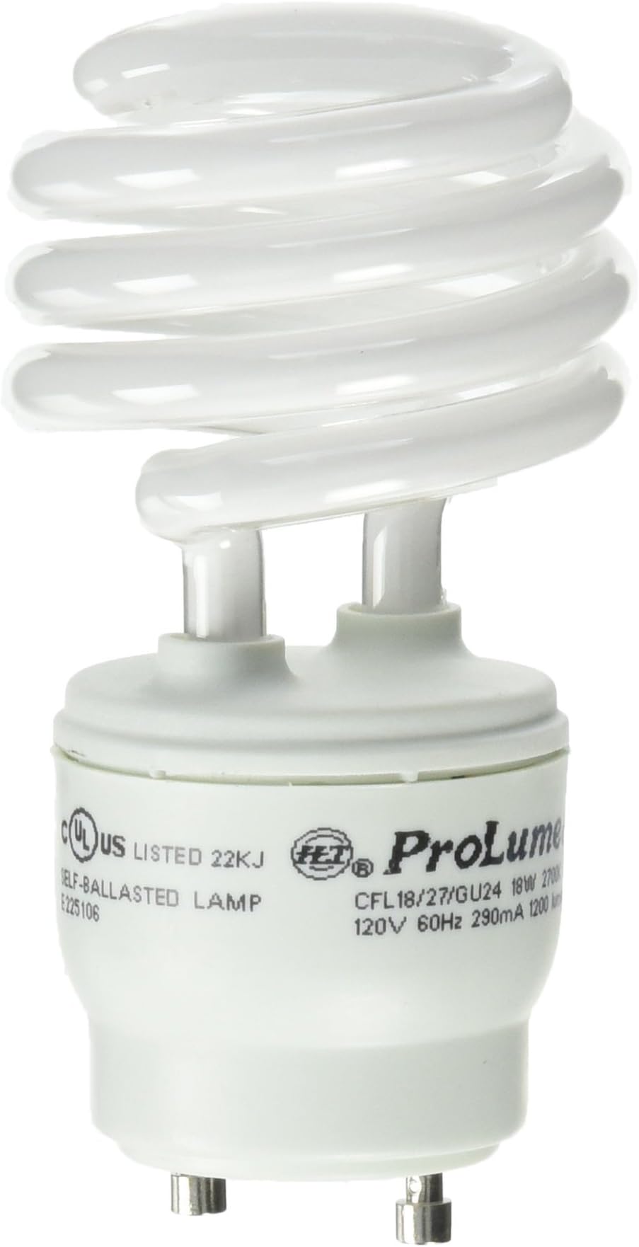 Prolumeme CFL18/27/GU24 46512 18W T2 Spiral 2700K GU24, 1 Piece