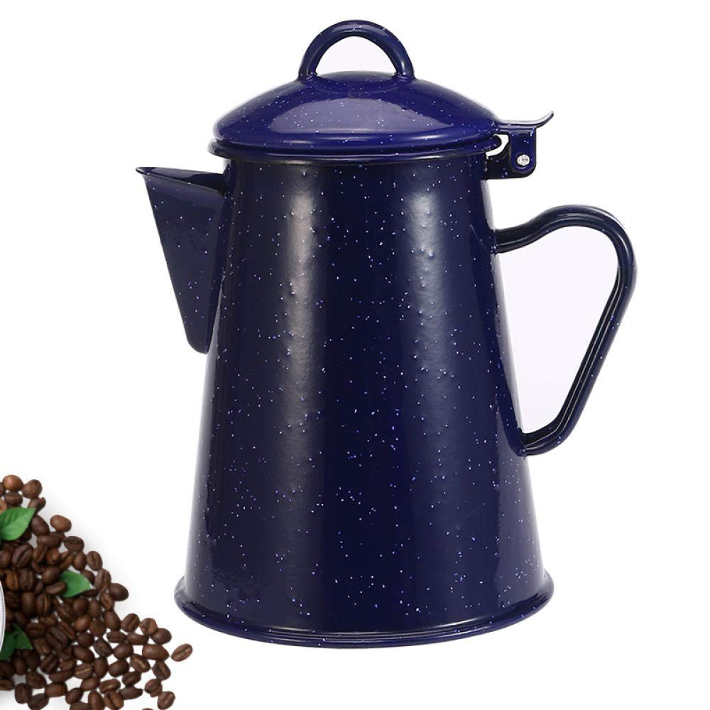 Caffettiere Teiere E Caraffe Per Caffè Servizi Da Tè Pentola Smaltata, Pentola A Mano, Caffettiera, Blu E Bianco Dentro E Fuori@1.2L