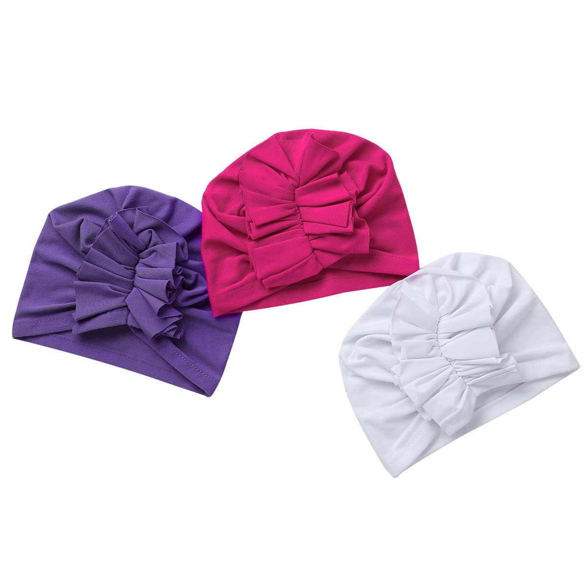 Säuglingsbaby Beanie Knoten Donut Hut Neugeborene Jungen Mädchen Baumwolle Weiche Turban Bogen Kaninchenohren Mütze Krankenhaus Kopf Wrap (Color : I Ruffles, Size : One Size)