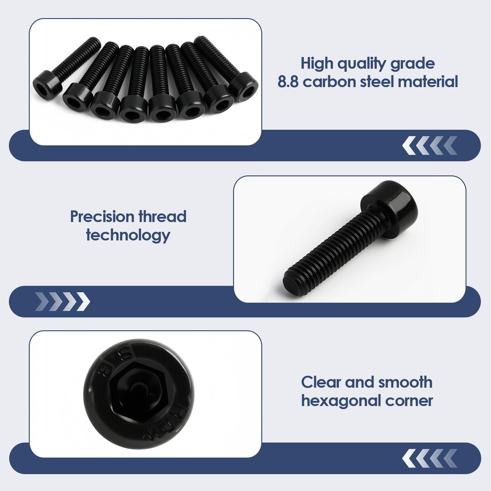 Set de 10 Tornillos M5x20mm para Bicicleta, Arandelas, Pernos Alta Resistencia Freno Disco, Vástago, Negro