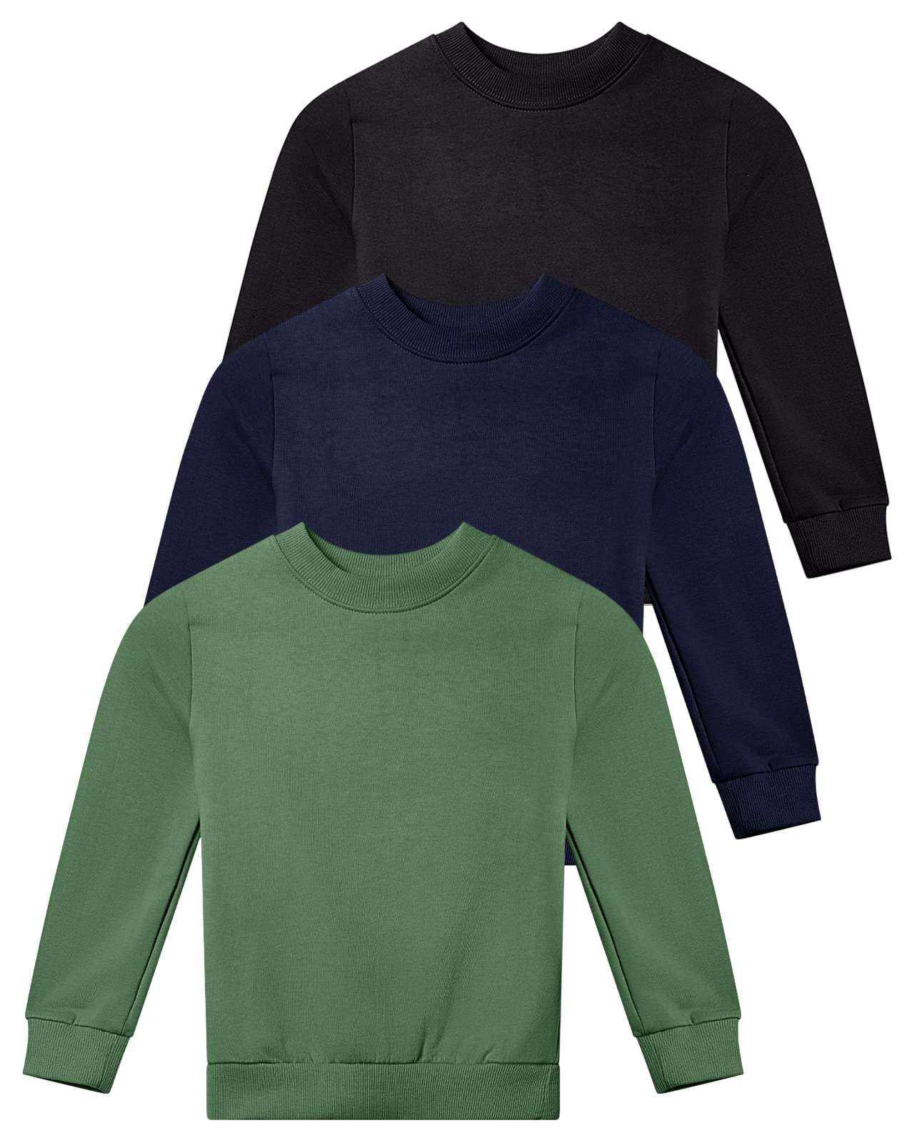3 Pack Girls' Fleece Crewneck Sweatshirts Sweaters Kids Teens Pullover Tops