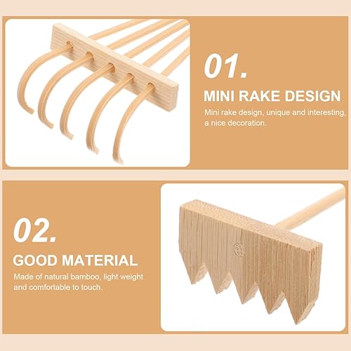 Miniatura 5 de SUPVOX 3 piezas Mini Zen arena rastrillos de bambú rastrillo herramienta decoración jardín arena rastrillo feng Shui decoración para mesa de oficina