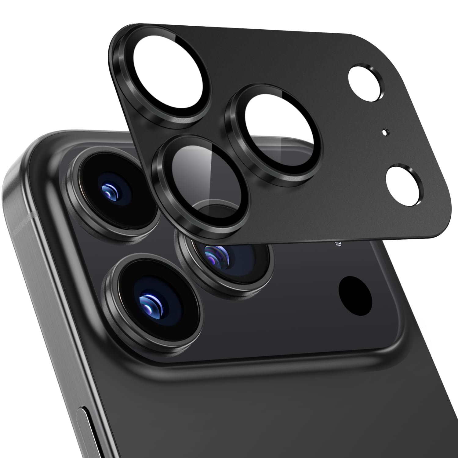 Boesklenn 対応 いphone17pro カメラ保護 対応 iPhone 17 Pro レンズカバー【ぴったりフィット一体感 アルミ合金＋9H強化ガラス日本旭硝子素材製】全面保護/高透過率 対応 iPhone 17 Pro カメラ保護カバー ブラック
