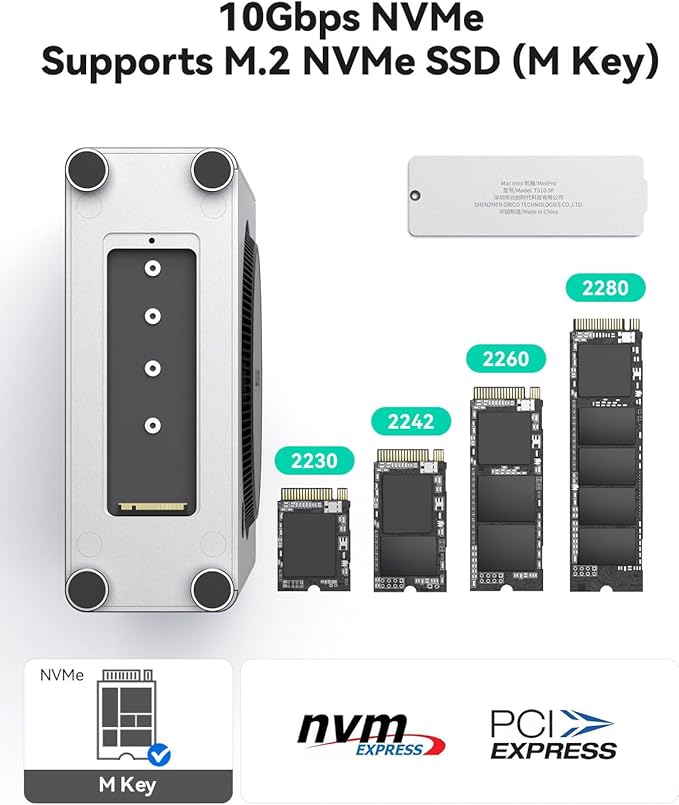 Yottamaster Hub USB C 5 en 1 para Mac mini M4 con Enclosure SSD NVMe M.2 miniatura 4