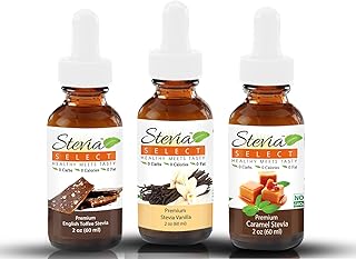 Stevia Drops Vanilla, Caramel & English Toffee Stevia Select Keto Coffee Sugar-Free Stevia Flavors Bundle (3) Pack