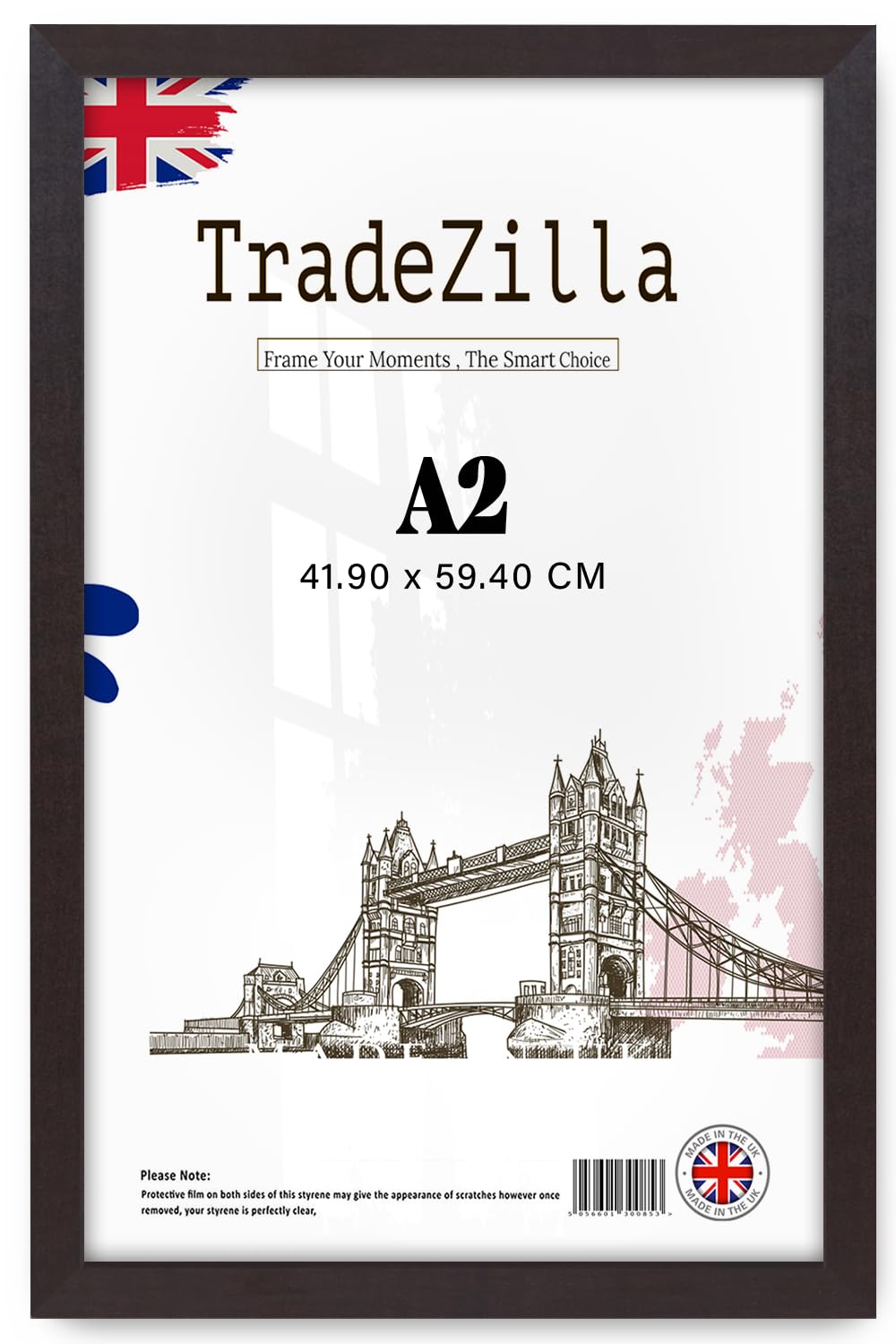 TradeZilla | Perfect for Home, Office, A2 (41.90 x 59.40 CM) Picture Frame for Posters, Certificates, Solid Eton Wood, MDF Wall Mounted Frame with Hanging Hooks, Home Décor [ Mahogany ]