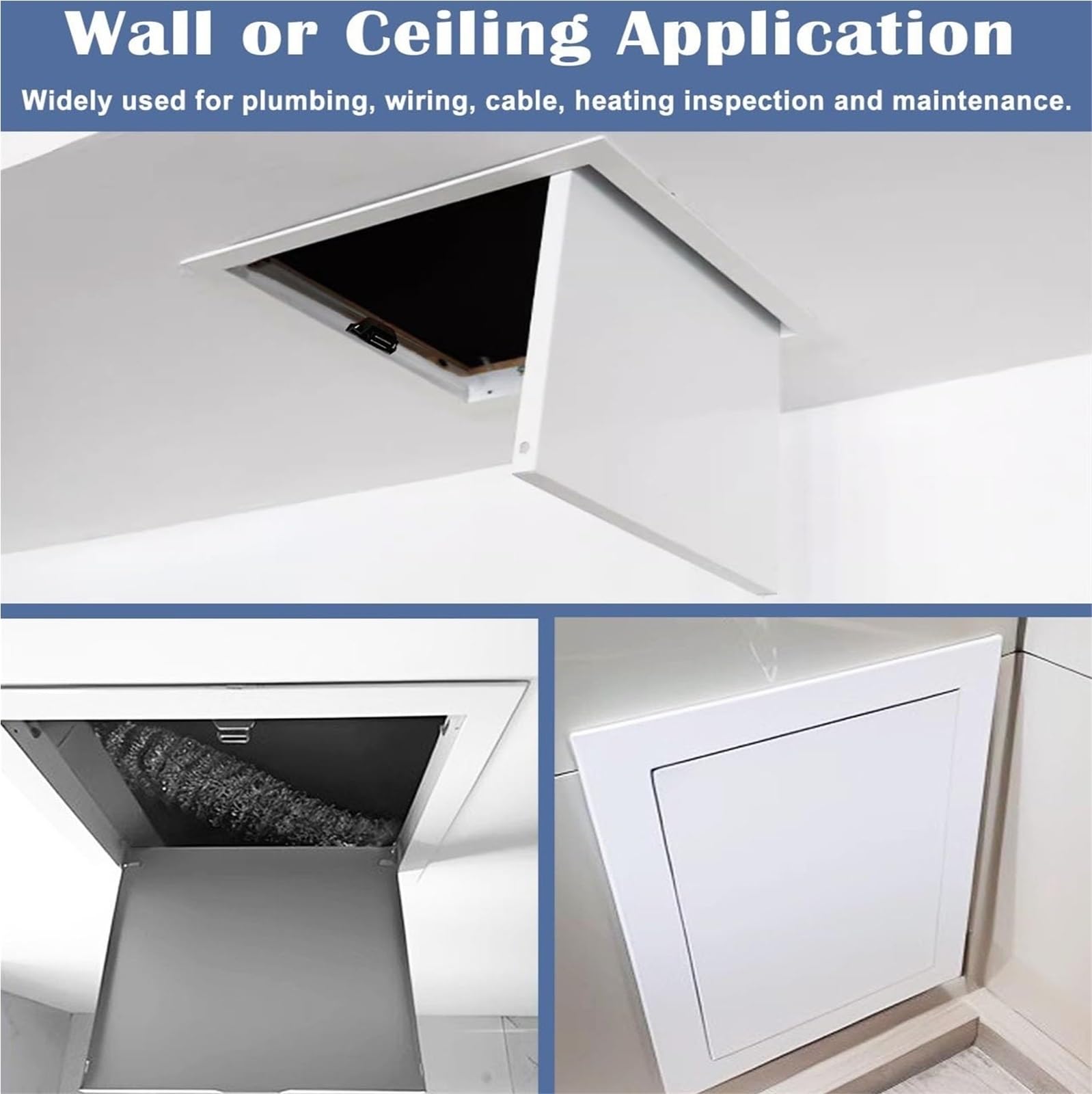 Generico Soffitto Botola Ispezione, Botola Ispezione Mansarda Metallo, per Uso residenziale e Commerciale, Installazione incorporata, Chiusura a Scatto Porta di(Bianco,22x16in(55x40cm))