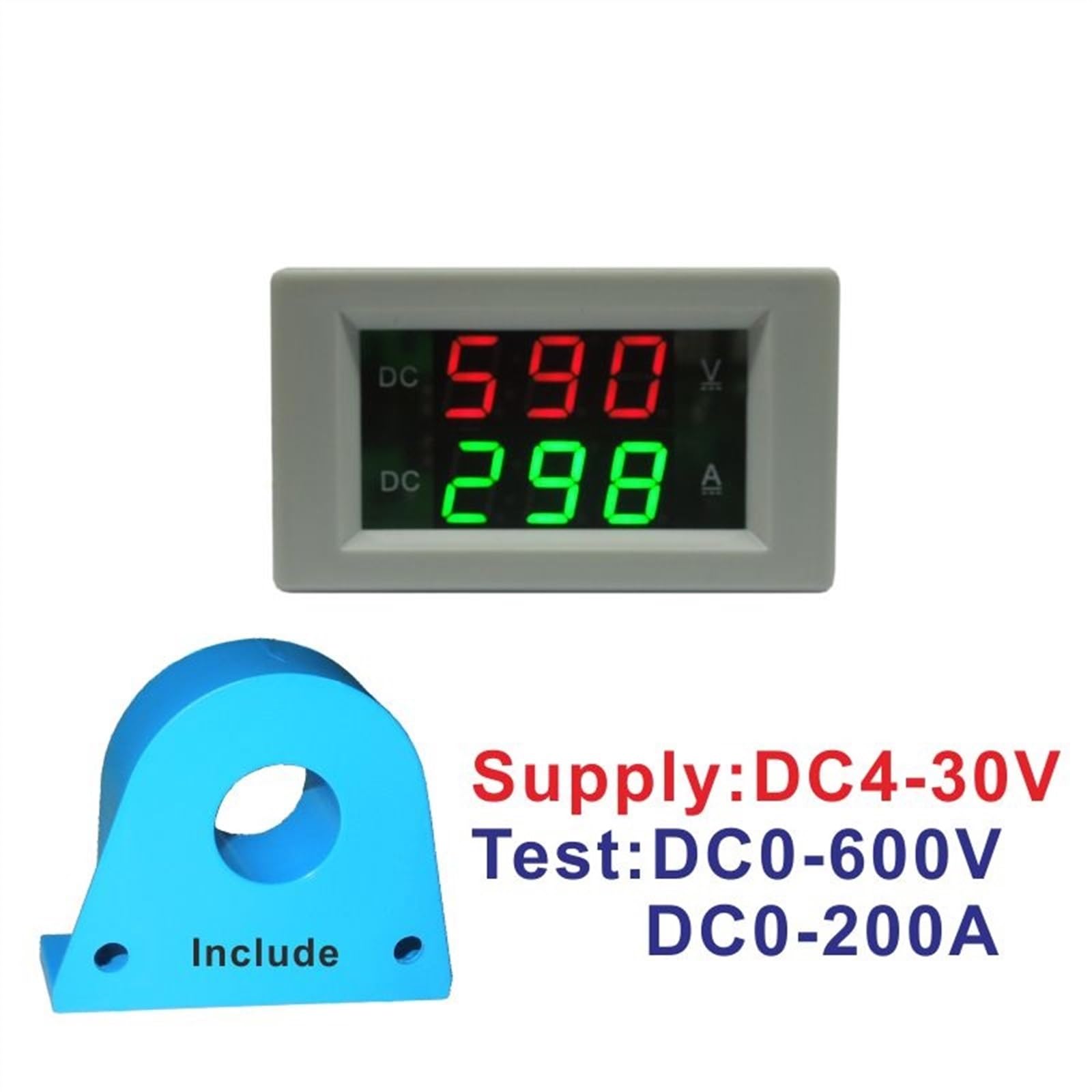 Cyfrowy wskaźnik napięcia LED DC 0-600 V Tester prądu 200 A Volt Amp Panel Miernik Narzędzie do pomiaru napięcia prądu Podwójny licznik