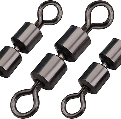 Scotank Fishing Tackle, Double Barrel Swivels, Twice Speed Rolling Swivel Black Nickel Stainless Steel Terminal Tackle Bass Fly Fishing Gear, Connect Fishing Line Hooks (30 Pcs Test 75 Pound)
