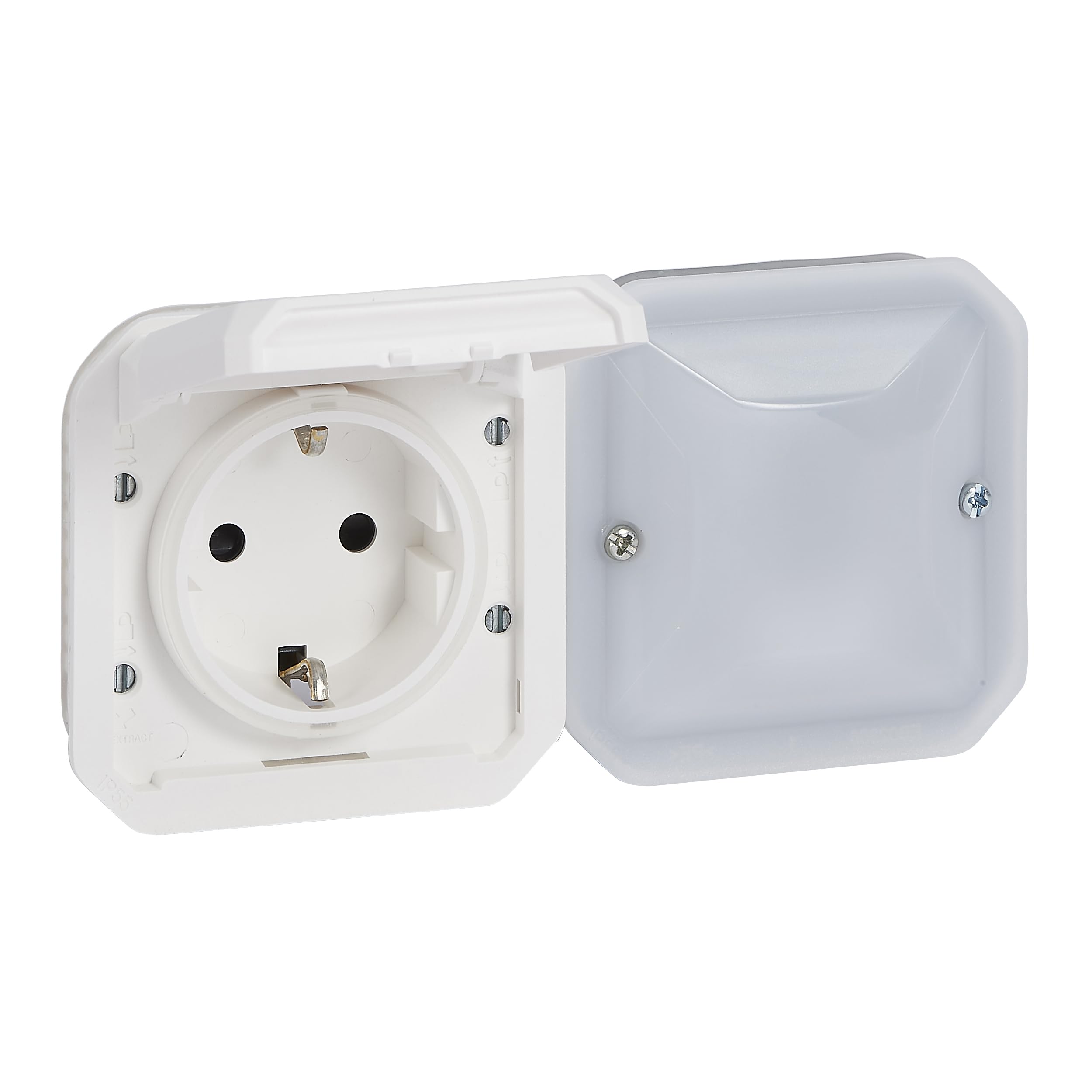 LEGRAND, Plexo New Connected-Feuchtraum-Steckdose, Smart-Home, Aufputz-Steckdose, Schuko-Standard, Home+Control-App, IP44 - IK07 staub- und schmutzbeständig, 16 A, 3680 W, Farbe: Weiß, 069887L