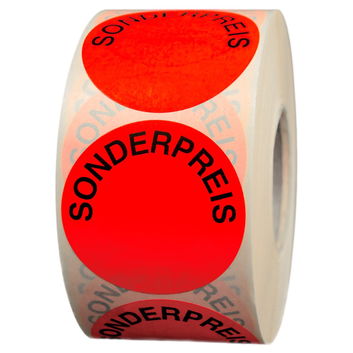Aktionsetiketten "Sonderpreis" ø 50mm leucht-rot ablösbar 3.000 runde Aufkleber, Haftetiketten, runde Etiketten