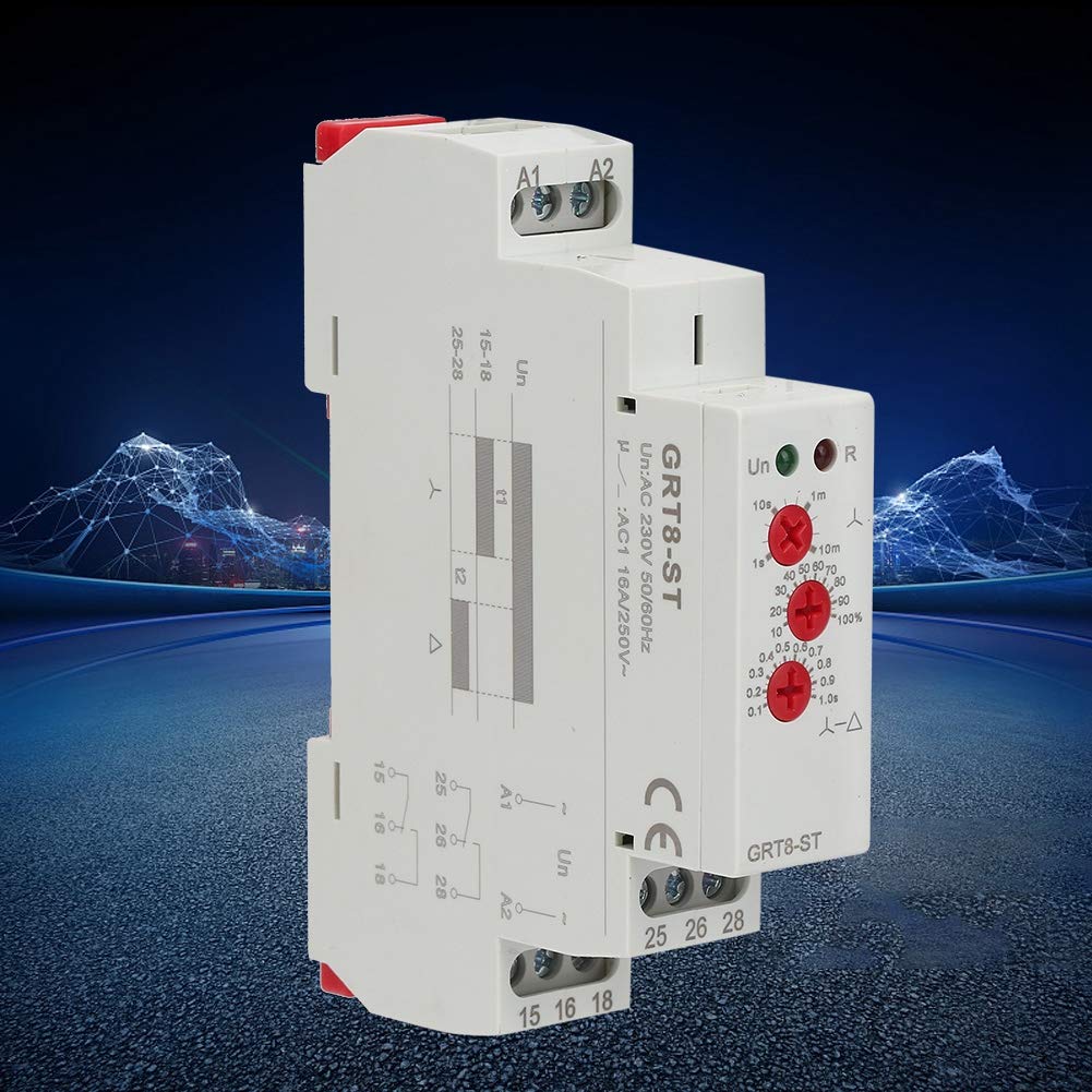 DEWIN Zeitrelais, GRT8-ST AC/DC12V~240V Relais Verzögerung am Motor Stern-Dreieck-Timer Softstarter Dreieck-Relais Motorstarter