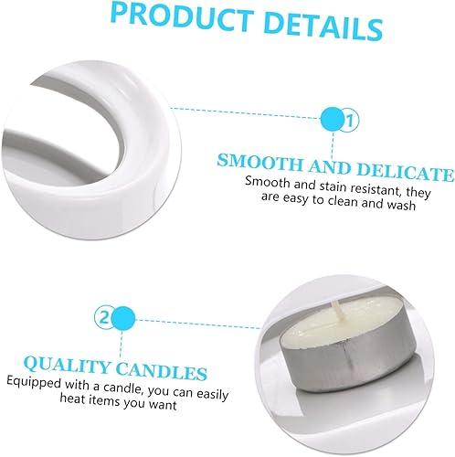 Miniatura 8 de NOLITOY 2 Sets Luz Hornear Café Fondue Chocolate Queso Pot Tealight Home Herramientas Hornear Estufa de fusión DIY Zen Caramelo Porcelana Mariscos
