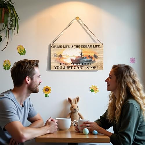 Miniatura 6 de decor Cruise Door Decorations Magnetic Travel Decor Sign Farmhouse Cruise Gifts Wooden Hanging Sign Plaque Retro Wall Art Decorations Home