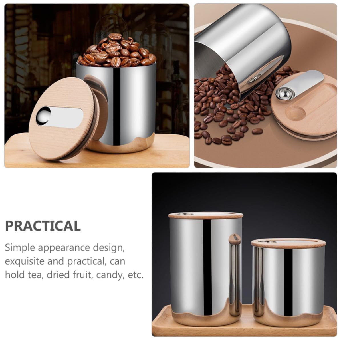 Frasco Sellado de Acero Inoxidable para Alimentos Secos y Té, Plata | Uso Doméstico, Almacenamiento en Cocina, Acabado Pulido Fino, Diseño Simple, Resistente y Duradero