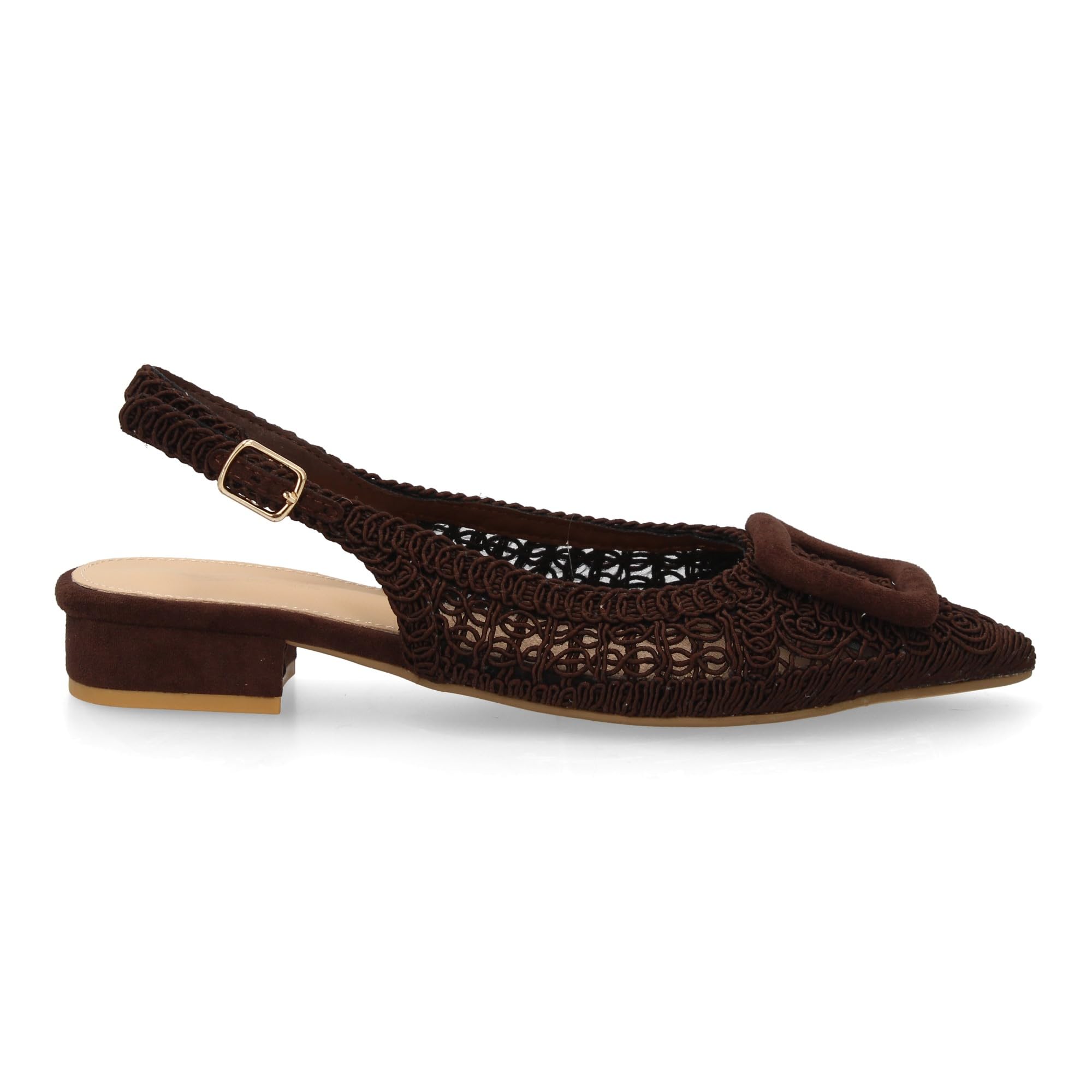shoes&blues.es Zapato Destalonado de Mujer con Tacon bajo, Diseno de Tejido aporta frescura y un Estilo Artesanal. Calzado Comodo, Ligero y Acolchado. Ideal para Primavera Verano.