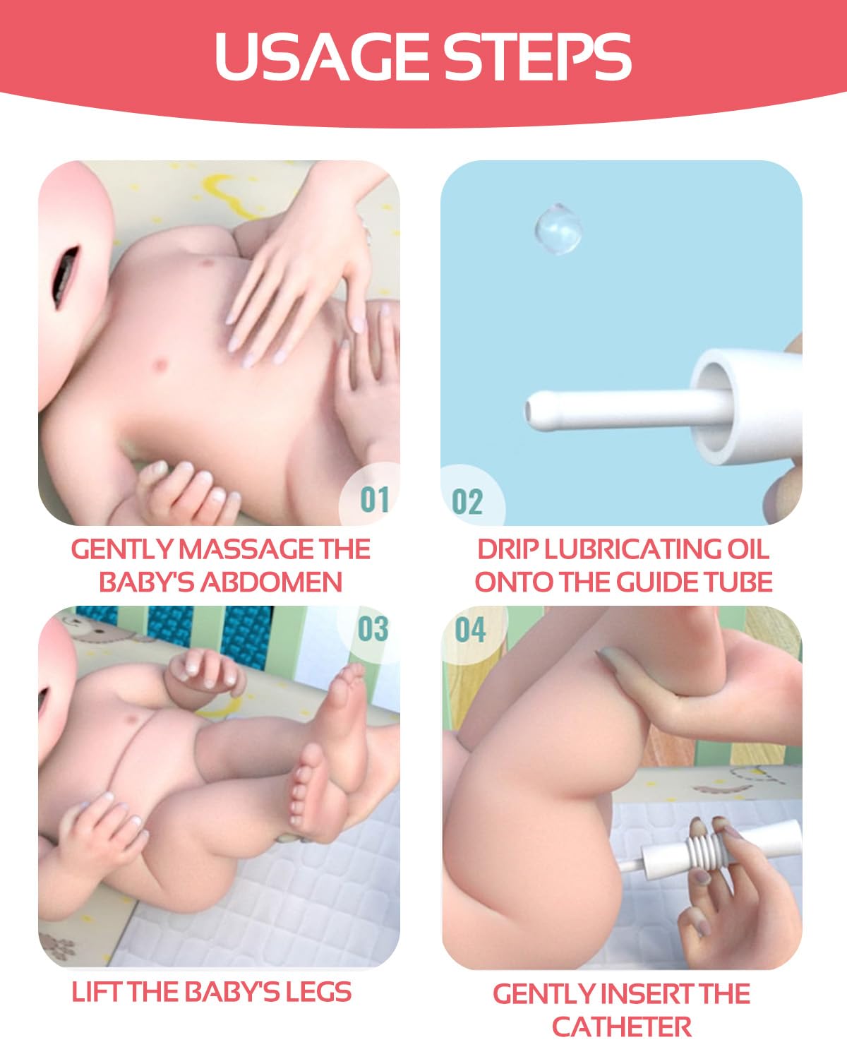 10 pezzi per il sollievo delle coliche e dei gas infantili, soluzione naturale per lenire le coliche e il gonfiore infantile, fornisce un sollievo immediato ai bambini con gas e costipazione