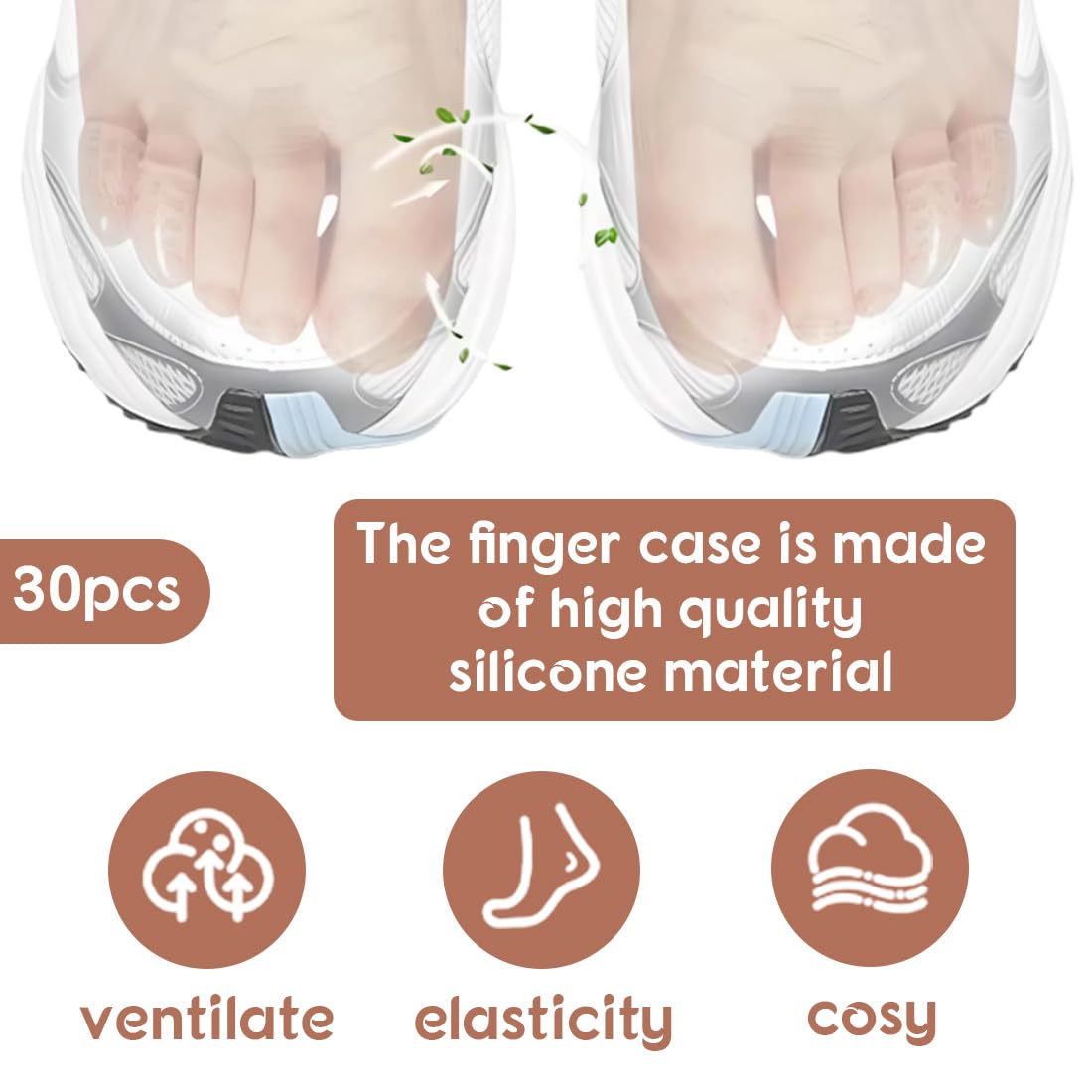 30 piezas de cubiertas de dedos, cubiertas acolchadas para los dedos de los pies Protector Dedos Pie Silicona,protectores de dedos de los pies, almohadillas transparentes para los dedos de los pies