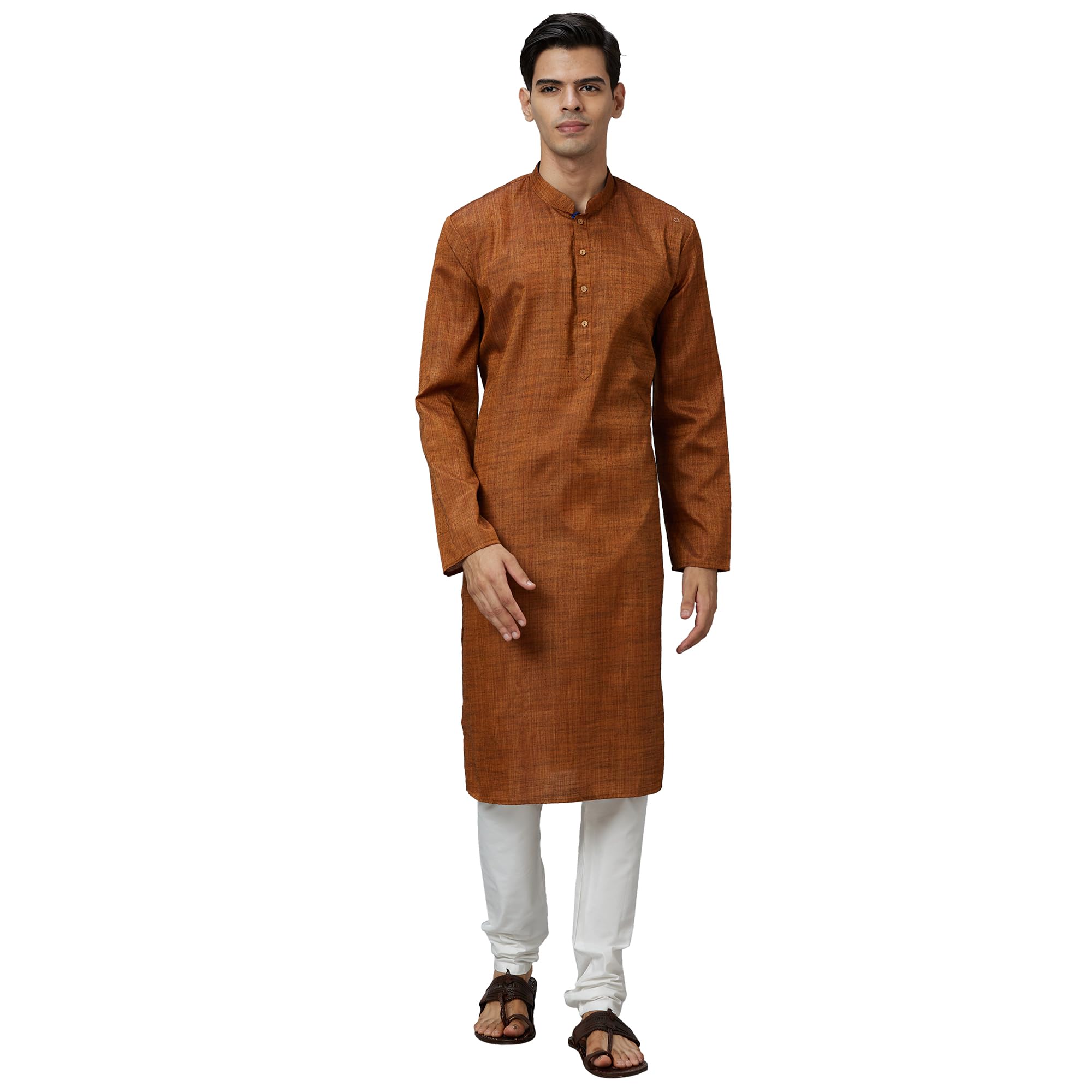 ethnix by raymond Men Regular Fit Solid Pattern Solid Pure Polyester Full Sleeve Stand Collar Kurta Set-picture-27