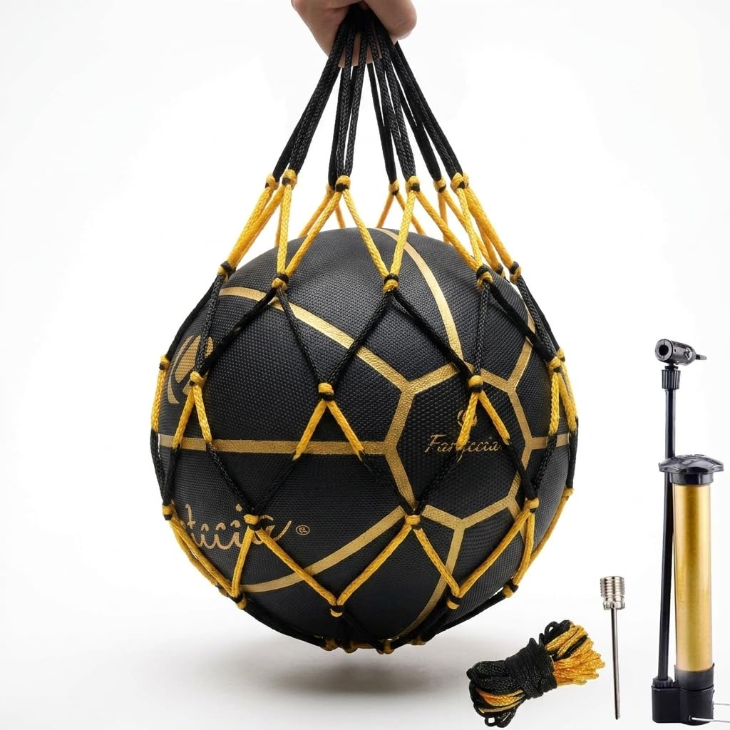 Pallacanestro con pompa, misura ufficiale 7, per interni ed esterni, con pompa (nero oro)