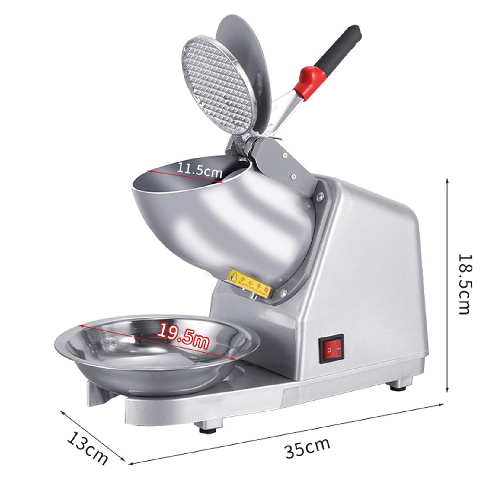 Máquina para hacer hielo raspado, eléctrica, con doble cuchilla, 300 W, 2200 RPM, trituradora de hielo de acero inoxidable, máquina para hacer conos de nieve para uso doméstico o comercial (rojo)
