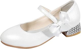 Sapatos infantis salto alto meninas princesa sapatos únicos sapatos sociais sapatos de desempenho crianças sapatos de cristal sapatos meninas 4 anos (branco, 13,5 criança pequena)