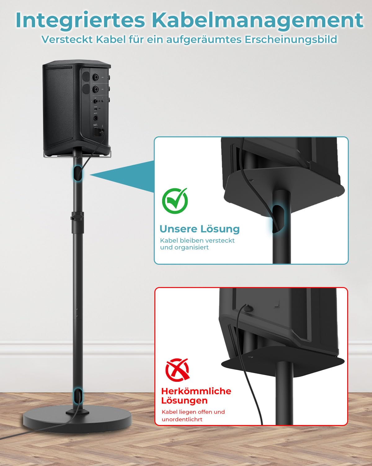 Supporto regolabile compatibile con Bose S1 Pro / S1 Pro Plus, altezza regolabile da 114 a 137 cm, altoparlante fino a 9 kg, supporto da pavimento per Bose S1 Pro con gestione dei cavi