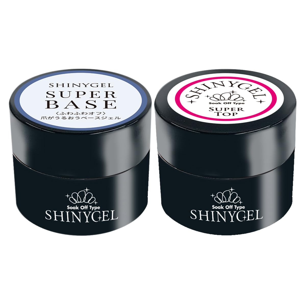 [UV/LED Compatible] SHINYGEL Shiny Gel [Super Base & Super Top] Special Set / 0.2 oz (5 g) Each Nails Gentle on Your Nails, Superb Luster and : Beauty