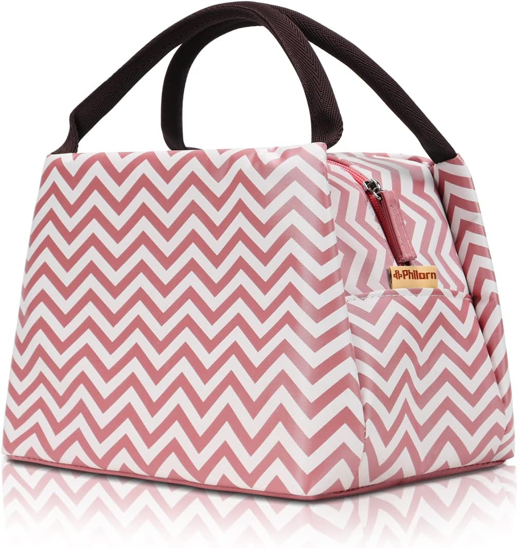 Philorn Reusable Insulated Lunch Bag Foldable Cooler Bag Waterproof Sturdy Oxford Lunch Box Tote Bag with Zipper Thermal Lunch Organizer for Men Women Kid School Work Camping