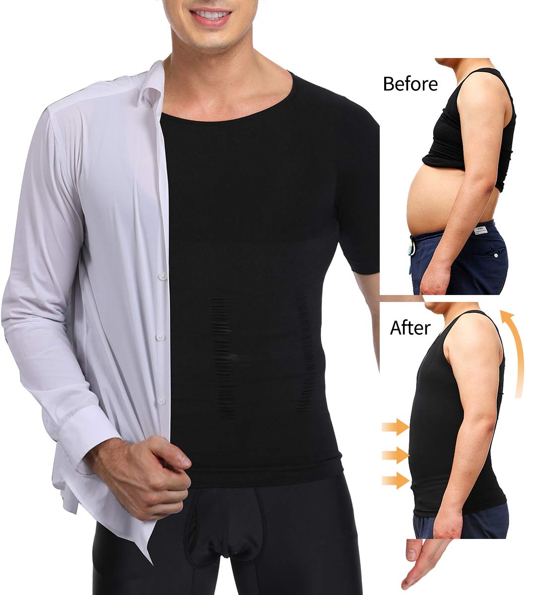 SLIMBELLE® Débardeur Gainant T-Shirt Amincissant pour Hommes Minceur Body Shaper sous-Vêtements - Maillot de Corps Compression pour Perdre du Poids Ventre Plat