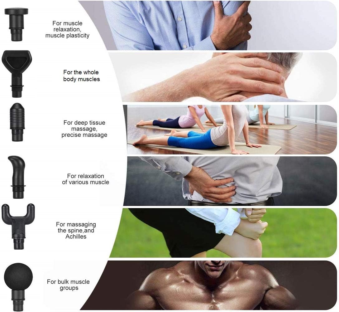 Ulati Massage Gun, Percussion Muscle Massage Gun Deep Tissue / 6 Massage Heads & 20 Speeds, Electric Back Therapy Gun Massager for Deep Relaxation, Pain Relief